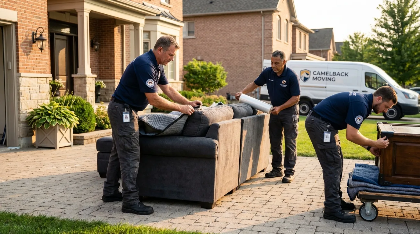 Large estate moving crew wrapping furniture in Turner, ME